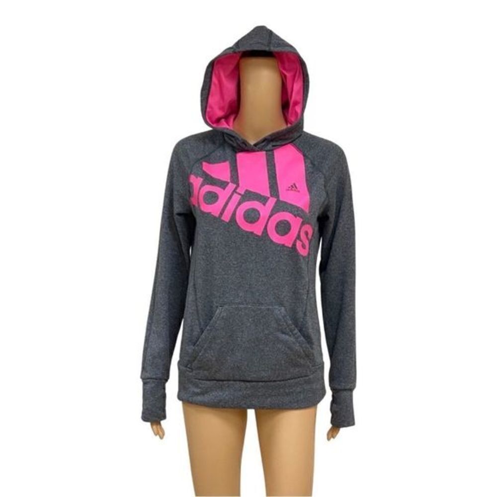 Adidas Women's Climawarm 'Go To Hoodie' w/pockets‎ - Grey and Hot Pink - Size M
